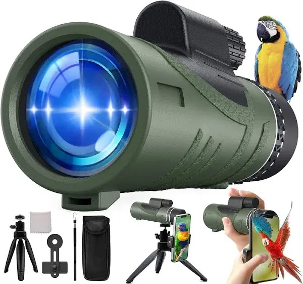 New 2024 HD 80X100 Monocular Telescope,Monoculars for Adults High Powered for Smartphone with Phone Adapter& 360° Tripod,BAK-4 Prism and Clear Lens Monocular for Bird Watching,Hiking,Travel,Waterproof