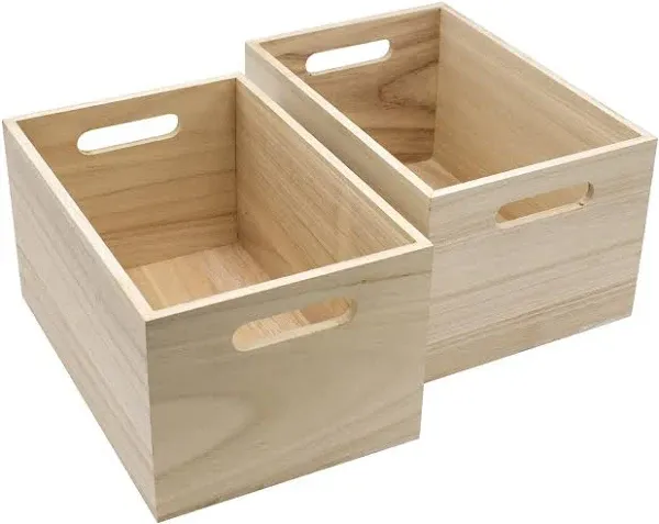 Sorbus Unfinished Wood Crates Organizer Bins