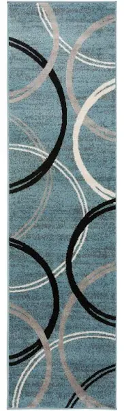 Rugshop Modern Wavy Circles Design Runner Rug 2&#039; x 7&#039; 2&#034; Blue 2&#039; x 7&#039;2&#034;