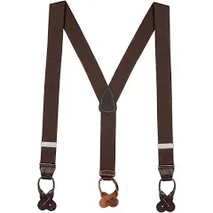 Solid Color Suspenders - 1.5-Inch Wide Elastic - Y-Back - Button - Many Colors & 4 Sizes Including Big & Tall