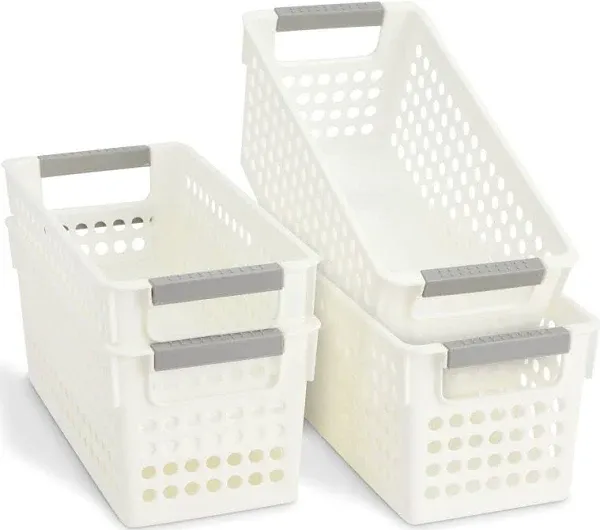 Farmlyn Creek 4 Pack White Plastic Nesting Storage Shelf Baskets