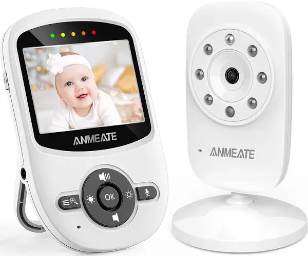 ANMEATE Video Baby Monitor with Digital Camera, Digital 2.4GHz Wireless Video Monitor with Temperature Monitor, 960ft Transmission Range, 2-Way Talk