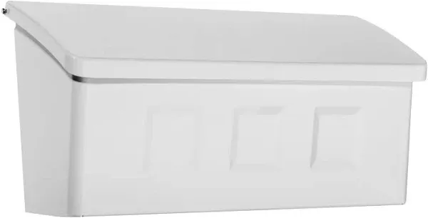 White Wall Mount Mailbox Small Galvanized Steel Roof Lift-Top Pre-Drilled Holes