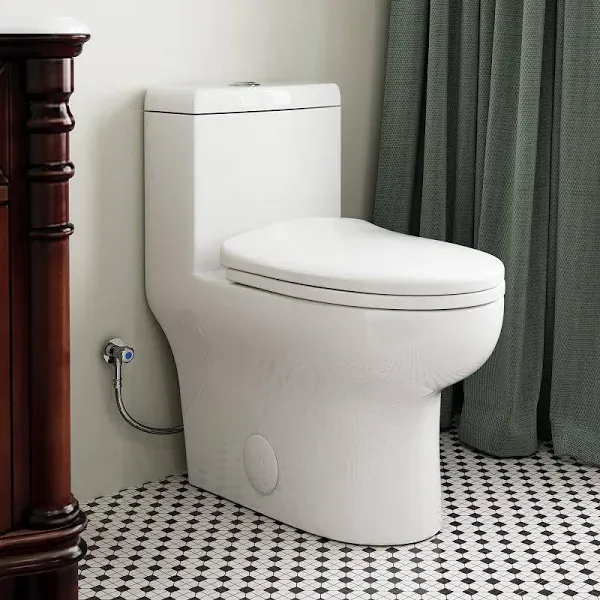 HOROW One Piece Toilet Elongated 1/1.28 GPF Soft Closing Seat 12&#039;&#039; Rough-In