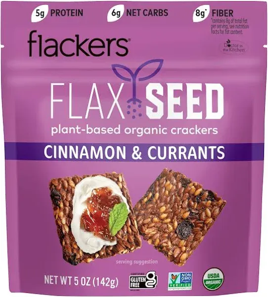 Organic Cinnamon & Currants Flax Seed Crackers