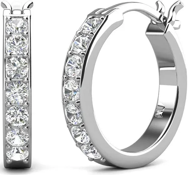 Cate & Chloe Amaya 18K White Gold Hoop Earrings with Swarovski Crystals