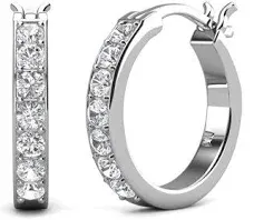 Presley 18k White Gold Plated Hoop Earrings with Swarovski Crystals for Women