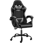 YSSOA Backrest and Seat Height Adjustable Swivel Recliner Racing Office Computer Ergonomic Video Game Chair, Without Footrest, Black/Grey