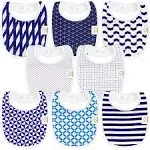 KeaBabies 8-Pack Baby Drool Bibs in Azure