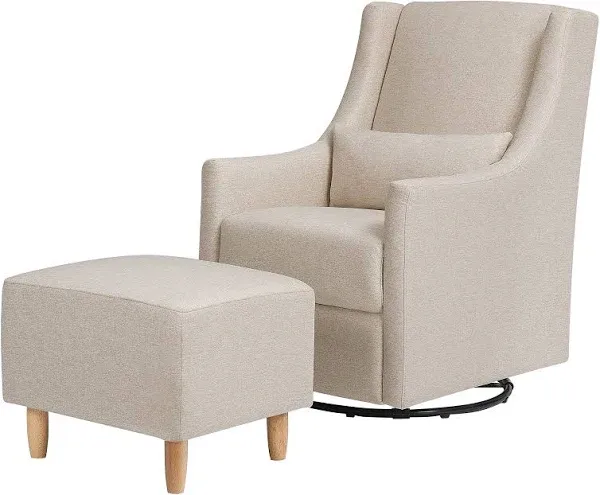 Babyletto Toco Swivel Glider and Ottoman - Performance Grey Eco-Weave