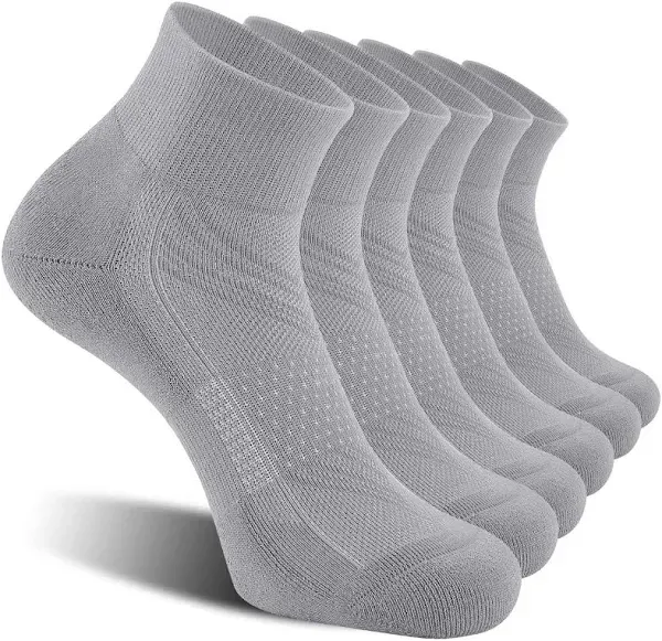  6 Pairs Women&#039;s Running Ankle Socks Athletic Sport Socks Cushioned Medium White