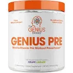 Genius Pre Workout Powder, Blue Razz, and Genius Micronized Creatine Monohydrate Powder, Unflavored, All Natural Nootropic Pre Workout and Post Workout Supplement Stack