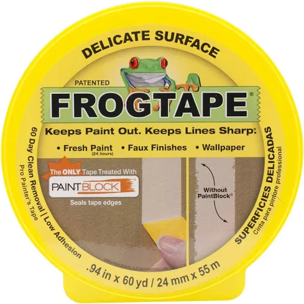 Duck 280220 FROGTAPE Painting Tape.94" x 60 Yards, 3" Core, Yellow (DUC280220)