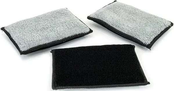 Autofiber Scrub Ninja Leather &amp; Vinyl Scrubber Sponge White/Grey 5&#034; x 3&#034; - 3pk