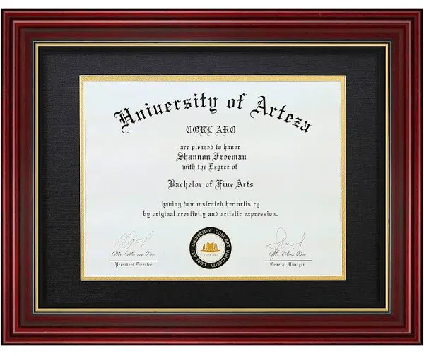 Diploma Frame, 8.5x11 Inch with Double 11x14 for 8.5x11 Chocolate Brown - Black