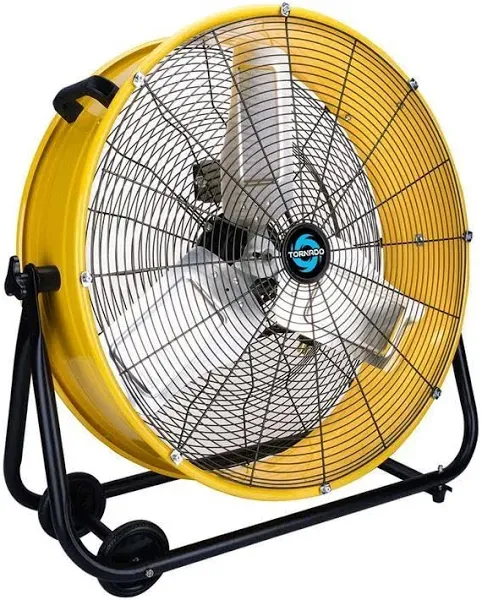 HealSmart Heavy Duty Metal Industrial Drum Fan, 3 Speed Floor Fan for Warehouse, Workshop, Factory and Basement - High Velocity , Yellow