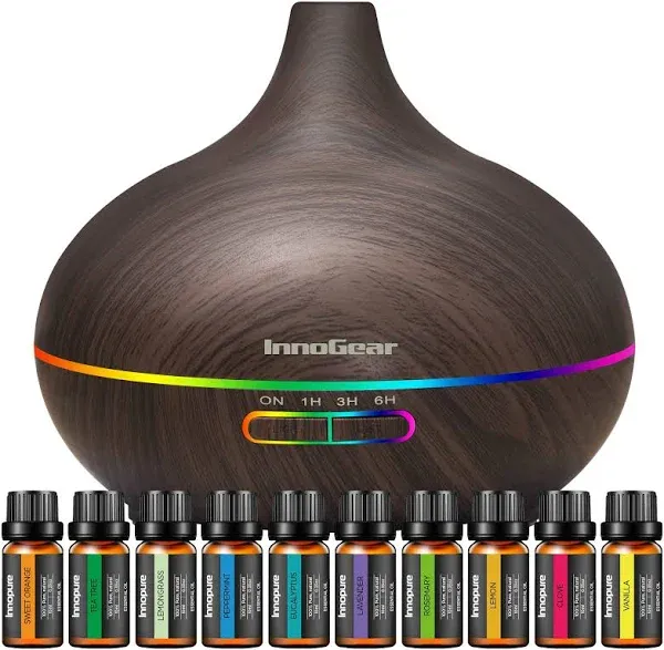 Innogear Aromatherapy Diffuser &amp; 10 Essential Oils Set, 400Ml Diffuser Ultrasoni