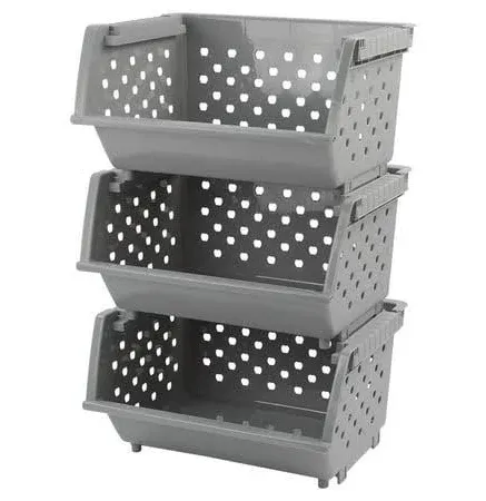 3 Pack Stacking Open Front Storage Bins