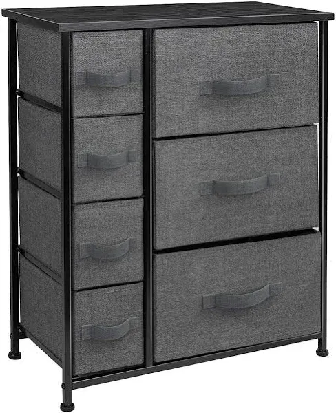 Sorbus Dresser with 7 Drawers - Chest Organizer Tower Unit with Steel Frame, Wood Top, Easy Pull Fabric Bins - Storage Furniture for Bedroom, Hallway, Closet & Office Organization