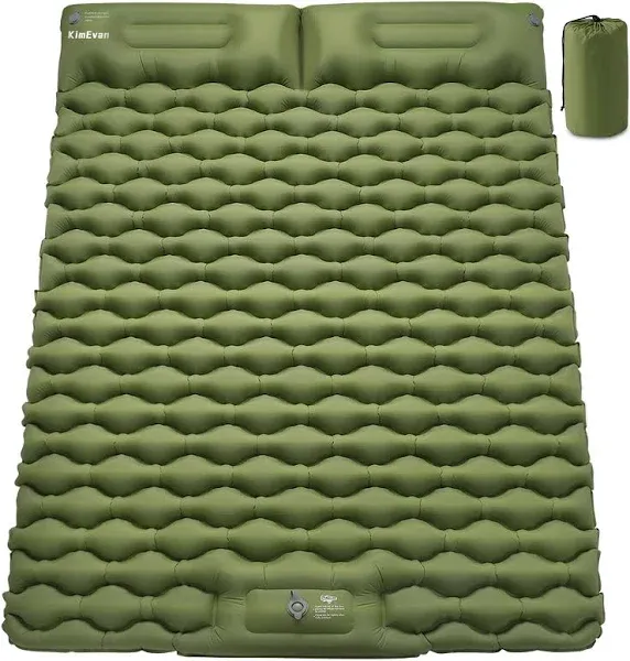 Double Sleeping Pad for Camping, 3.15'' Extra-Thick Inflatable Camping Pad 2 Person, Sleeping Mat Built-in Foot Pump & Pillow, Portable Camping Mattress for Backpacking, Hiking, Car Traveling