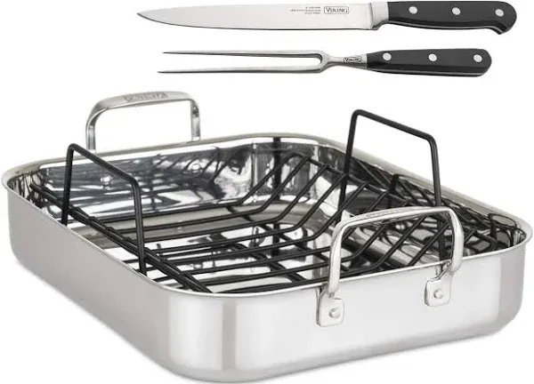 Viking 3-Ply Roasting Pan with Rack and Carving Set