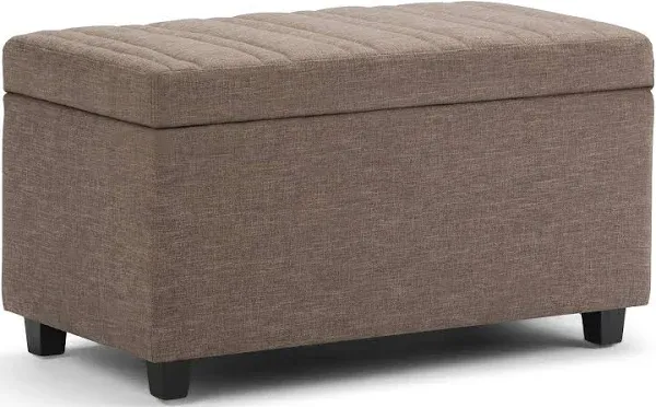 SIMPLIHOME Darcy 33 Inch Wide Contemporary Rectangle Storage Ottoman Bench in St