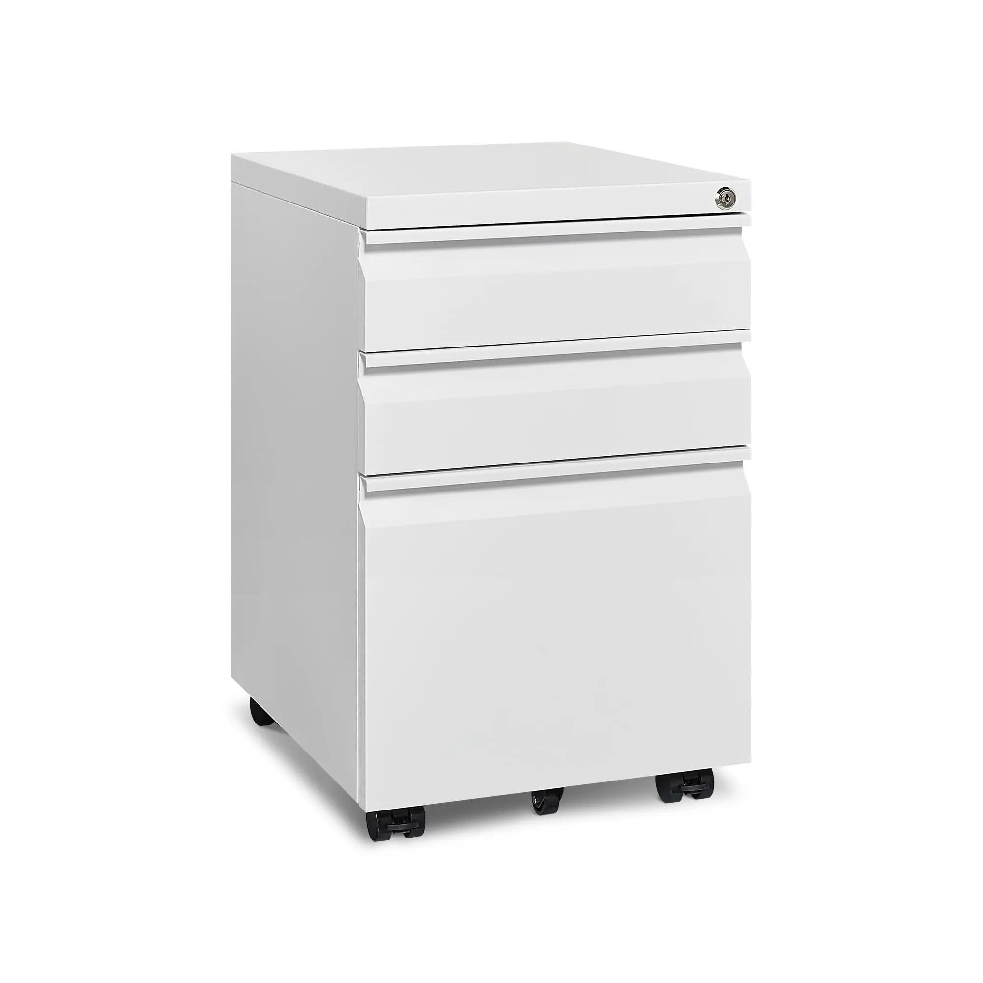 3 Drawer Mobile File Cabinet with Lock, Under Desk Metal Filing Cabinet for Office,Home,Vertical Cabinet Legal/Letter Size, Fully Assembled (White)