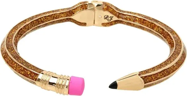 Betsey Johnson Gold Glitter Pencil Hinged Cuff Bracelet Back To School Teacher