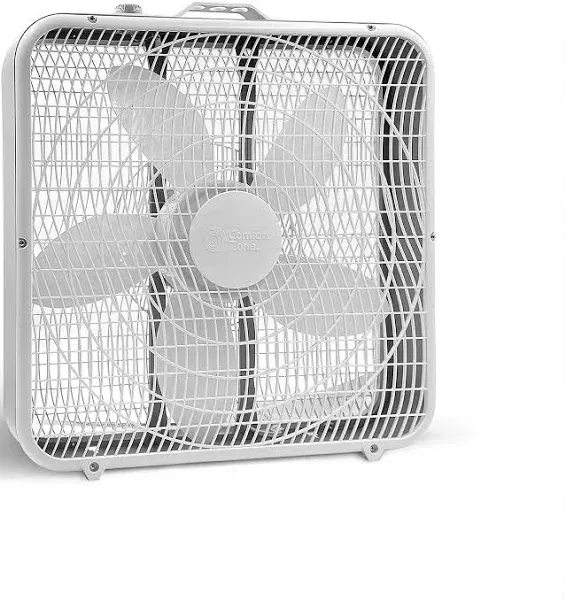 Comfort Zone Box Fan w Carry Handle, 20 inch, 3 Speed Air Circulation DAMAGED