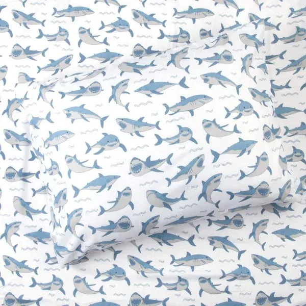 Sleeping Partners Blue Shark 4-Piece Sheet Set