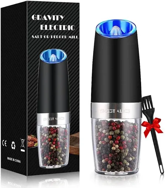 Gravity Electric Pepper and Salt Grinder Set, Salt and Pepper Mill &amp; Adjustable 