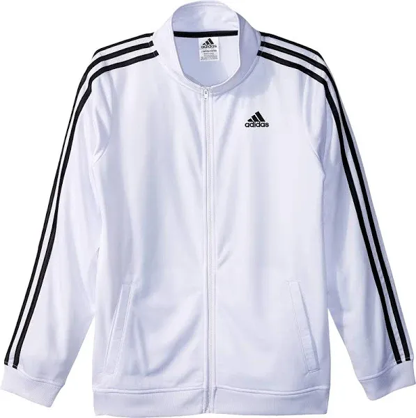 Adidas Boys&#x27; Extended Sizing Zip-Front Iconic Tricot Jacket White, Small…