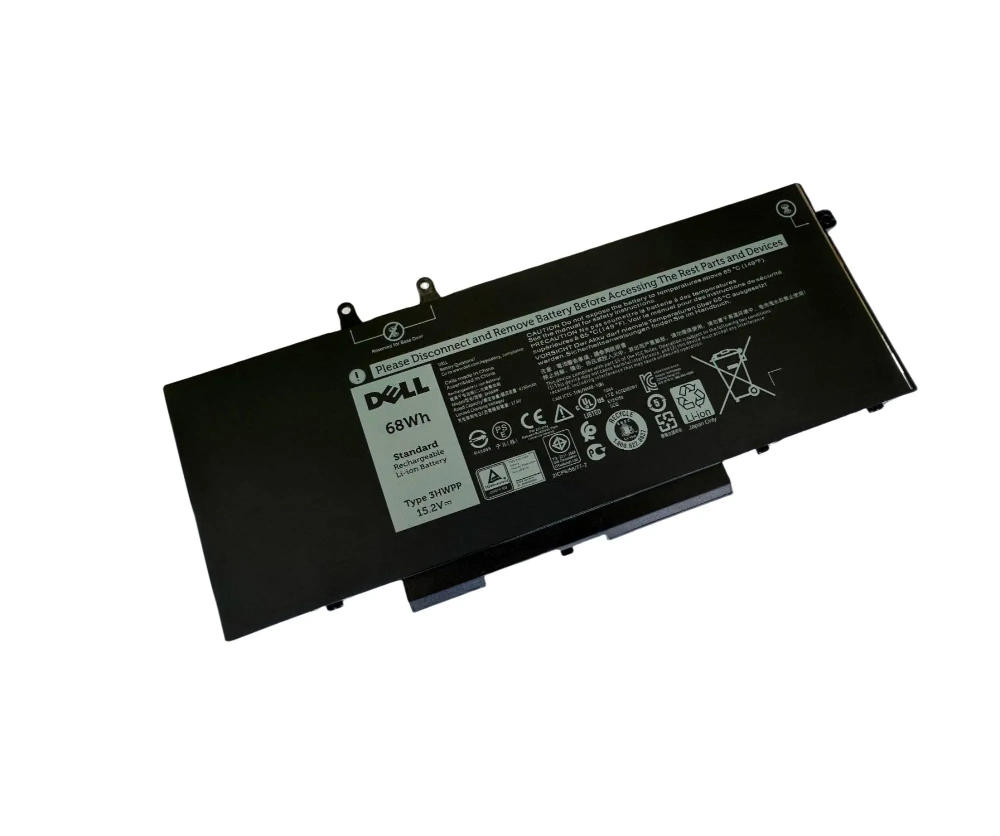 DELL 3HWPP 15.2V 68Wh 4-Cell Li Polymer battery For DELL Latitude 5401, 5410,5411,5501,5510,5511,DELL Precision 3541, DELL Precision 3551,DELL Inspiron 7506 2-in-1 Black Edition, Inspiron 7706 2-in-1