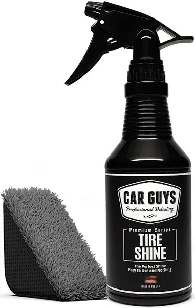 CAR GUYS Tire Shine Spray | The Perfect Shine | Durable and User Friendly Tire Dressing | Long Lasting UV Protection | 18 Oz Kit with Applicator Pad