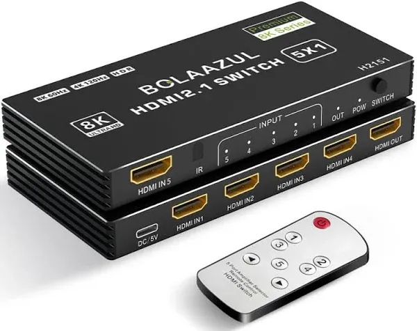 HDMI Switch 5 in 1 Out 5 Port IR Remote