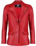 Classic Women&#039;s Genuine Leather Blazer Soft Lambskin Jacket Two Button Red Coat