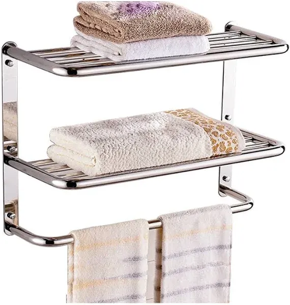 24 Inch Bathroom Shelf 3Tier Wall Mounting Rack with Towel Bars