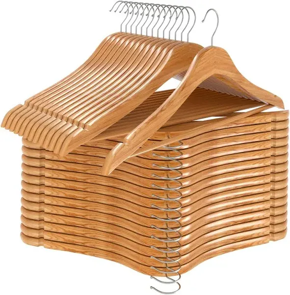 HomeIt 30 Pack Natural Wood Clothes Hangers