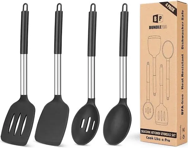 Bundlepro Pack of 4 Silicone Cooking Utensils Set