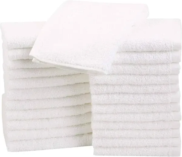 Soft 12 x 12 Inch 100% Cotton Washcloths - Pack of 24, Fast Drying &amp; Durable