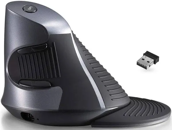 DeLUX Rechargeable Ergonomic Wireless Mouse Silent, 1600DPI, Reduce Hand and Wrist Pain, Vertical Mouse with USB Receiver and BT 5.0, 6 Buttons and Removable Palm Rest (M618G DB-Black)