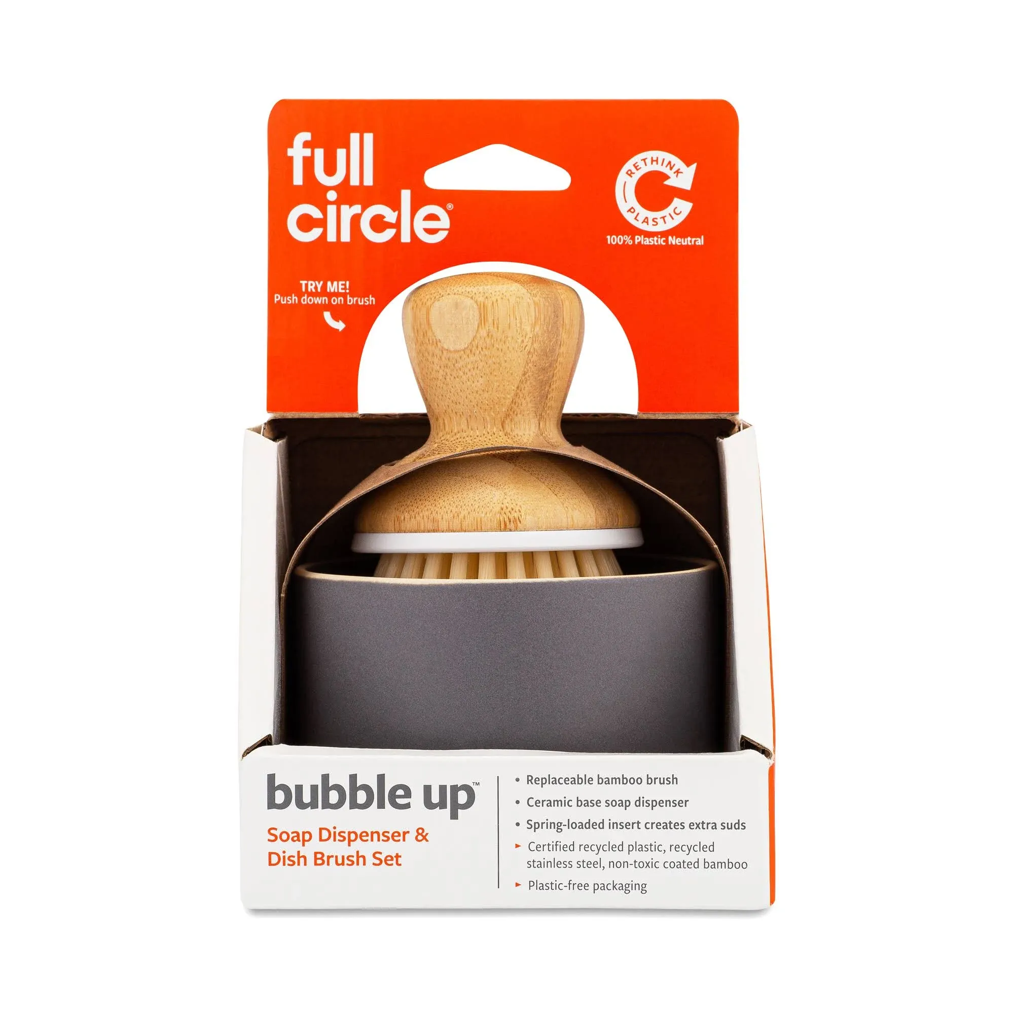 Full Circle Bubble Up Soap Dispenser & Dish Brush Set