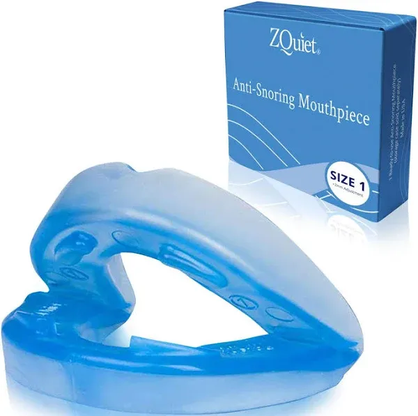 , Anti-Snoring Mouthpiece, Comfort Size #1, Single Refill, Made in USA, Blue