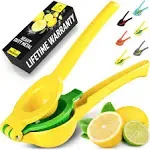 Zulay Metal 2-in-1 Lemon Lime Squeezer - Hand Juicer Lemon Squeezer Gets Every Last Drop - Max Extraction Manual Citrus Juicer - Easy-to-Use Lemon Ju