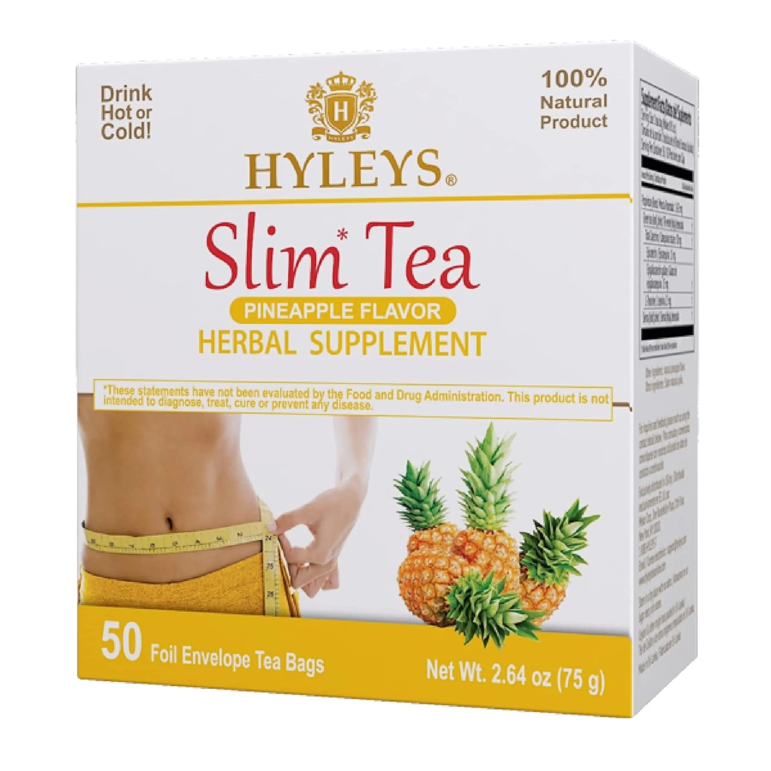 HYLEYS Slim Tea Pineapple Flavor - Weight Loss Herbal Supplement Cleanse and ...