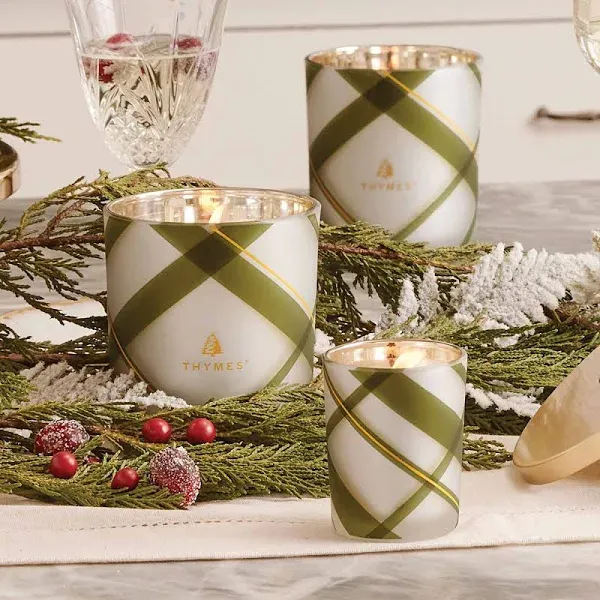 Thymes Frasier Fir Frosted Plaid Candle