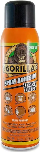 Gorilla Heavy Duty Spray Adhesive, Multipurpose &amp; Repositionable<wbr/>, 14 Oz, Clear