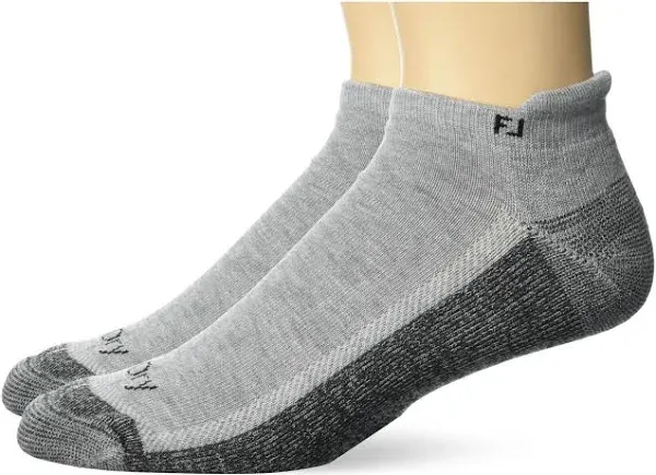 FootJoy Men's ProDry Roll Tab XL 2-Pack Socks, Grey, Fits Shoe Size 12-15