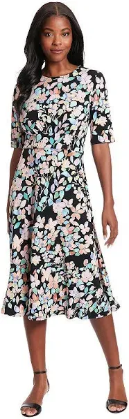 London Times Women's Printed Midi A-Line Dress