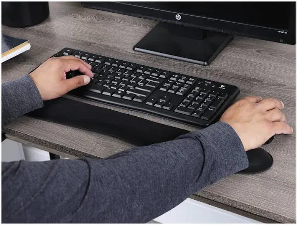 Mind Reader - 2 Pack Wrist Rest Pad Attaches to Desk for Computer Black + Grey